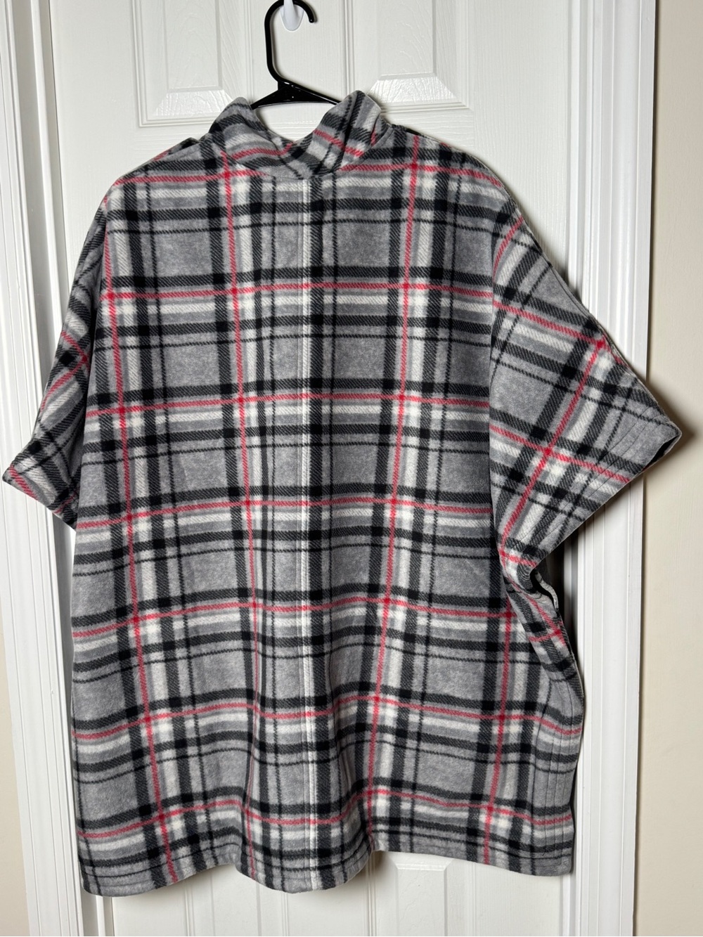 Coldwater Creek Plaid Fleece Quarter-Zip Poncho Cape One Size Plus 1X 2X 3X - Picture 7 of 11